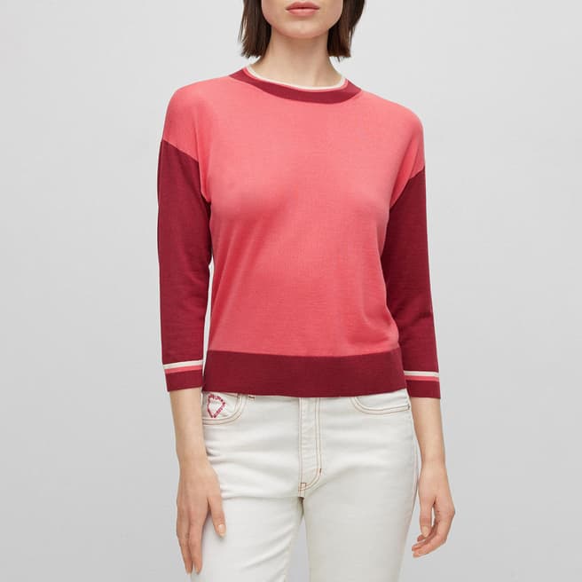 BOSS Pink/Red Faragona Wool Jumper