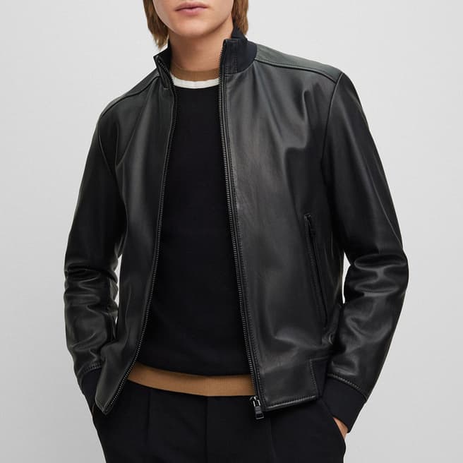 BOSS Black Manoel Leather Bomber Jacket