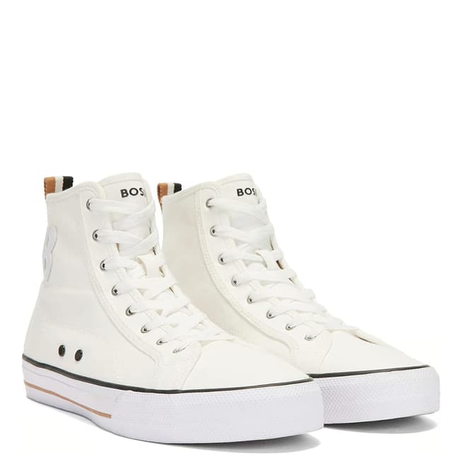 BOSS White Aiden High Top Trainers