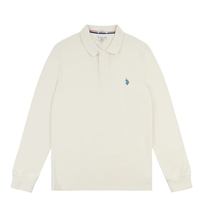 U.S. Polo Assn. Cream Cotton Long Sleeve Polo Shirt