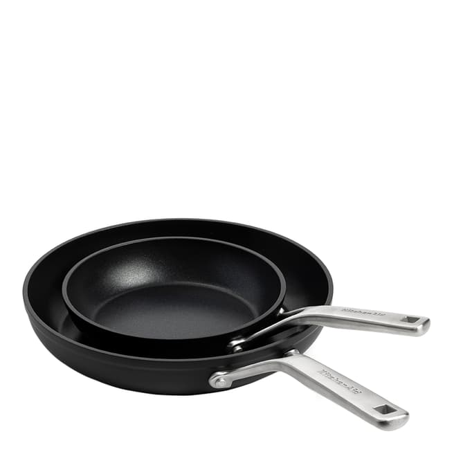 KitchenAid KitchenAid Forged Hardened Ceramic Non-Stick 20cm & 28cm Frying Pan Set, Black