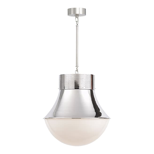 Kelly Wearstler for Visual Comfort & Co. Precision Large Pendant in Polished Nickel with White Glass