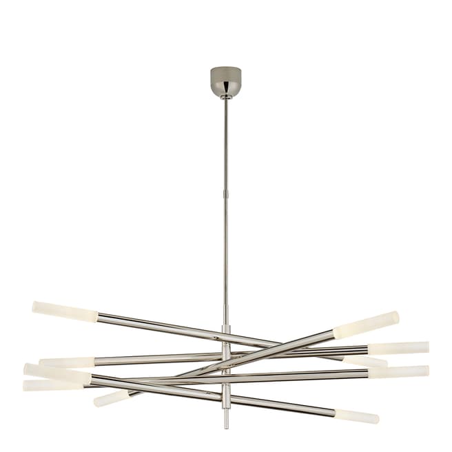 Kelly Wearstler for Visual Comfort & Co. Rousseau Grande Ten Light Articulating Chandelier in Polished Nickel with Etched Crystal