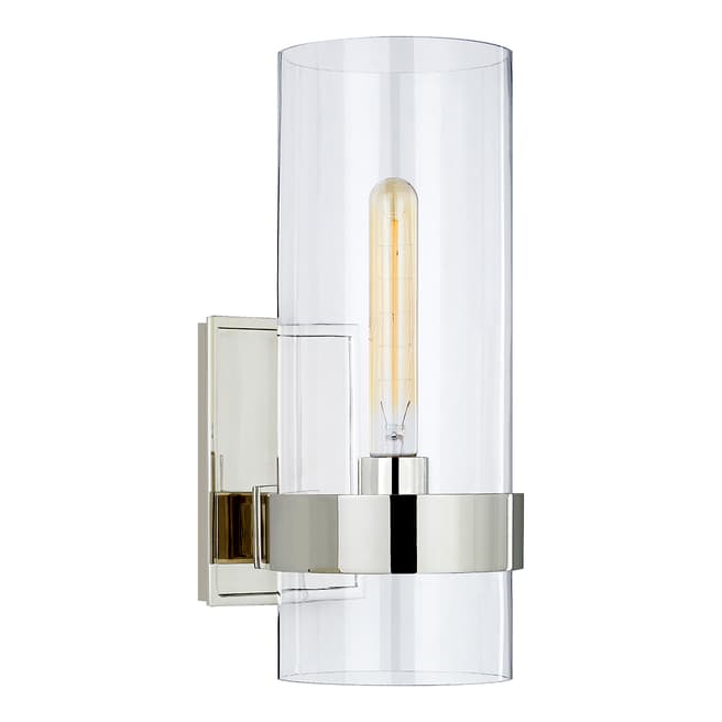 Ian K. Fowler for Visual Comfort & Co. Presidio Small Sconce in Polished Nickel with Clear Glass