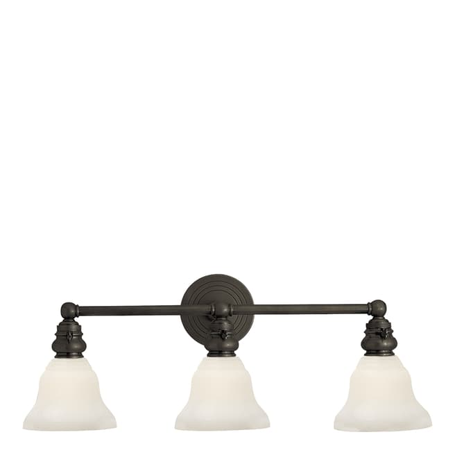 Chapman & Myers for Visual Comfort & Co. Boston Functional Triple Light in Bronze with White Glass