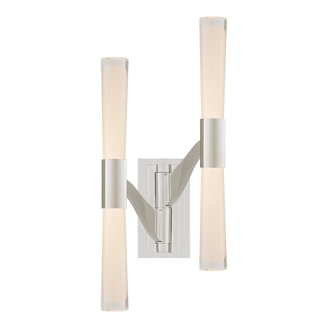 AERIN for Visual Comfort & Co. Brenta Large Double Articulating Sconce in Polished Nickel with White Glass