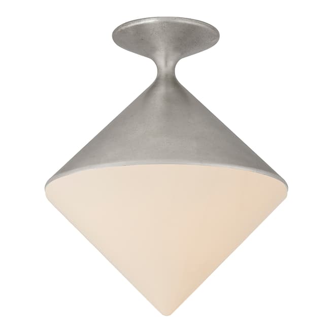 AERIN for Visual Comfort & Co. Sarnen Small Flush Mount in Burnished Silver Leaf with White Glass