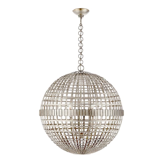 AERIN for Visual Comfort & Co. Mill Large Globe Lantern in Burnished Silver Leaf