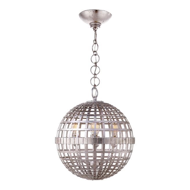AERIN for Visual Comfort & Co. Mill Small Globe Lantern in Burnished Silver Leaf