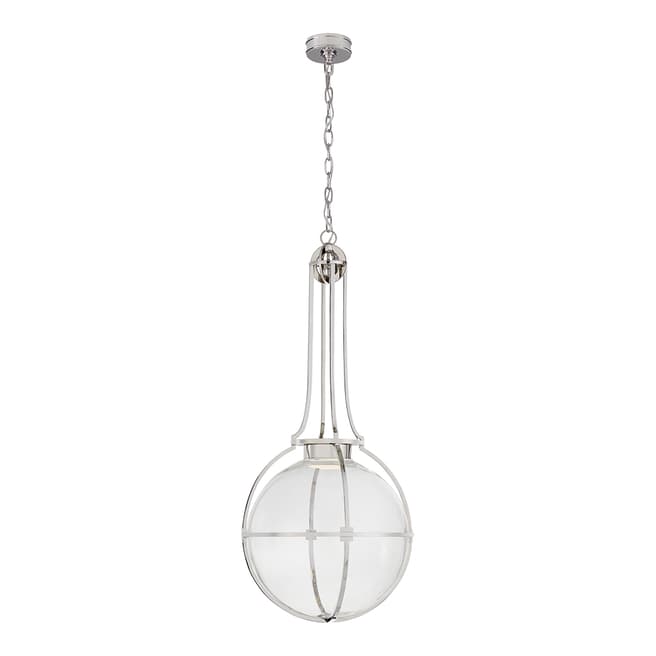 Chapman & Myers for Visual Comfort & Co. Gracie Large Captured Globe Pendant in Polished Nickel with Clear Glass