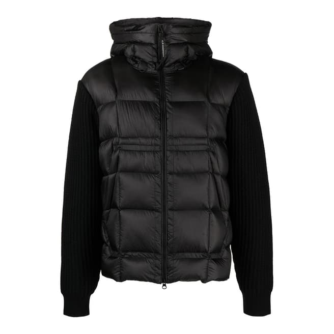 C.P. Company Black Quilted Hybrid Hooded Jacket