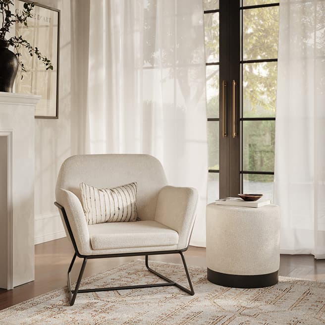 Furniture Interiors Charles Armchair, Ivory Boucle