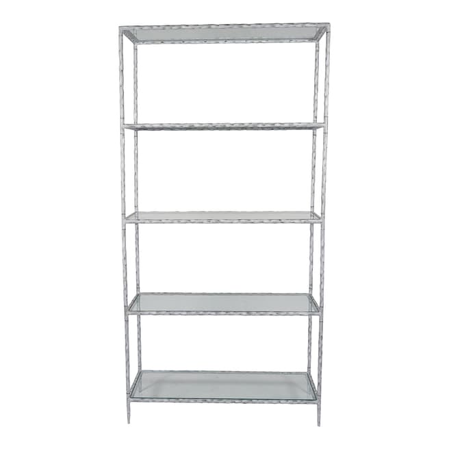 The Libra Company Patterdale Hand Forged Shelving Unit Table Chalk White with Glass Shelves