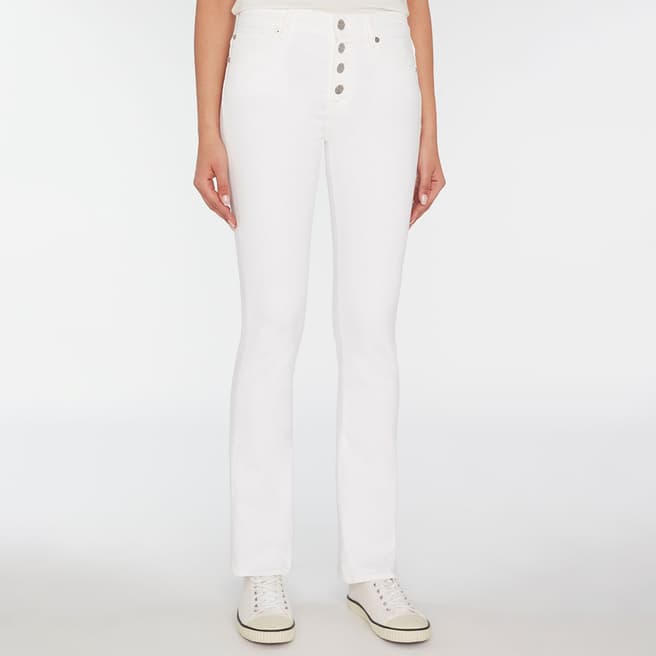 7 For All Mankind White Button Bootcut Stretch Jeans
