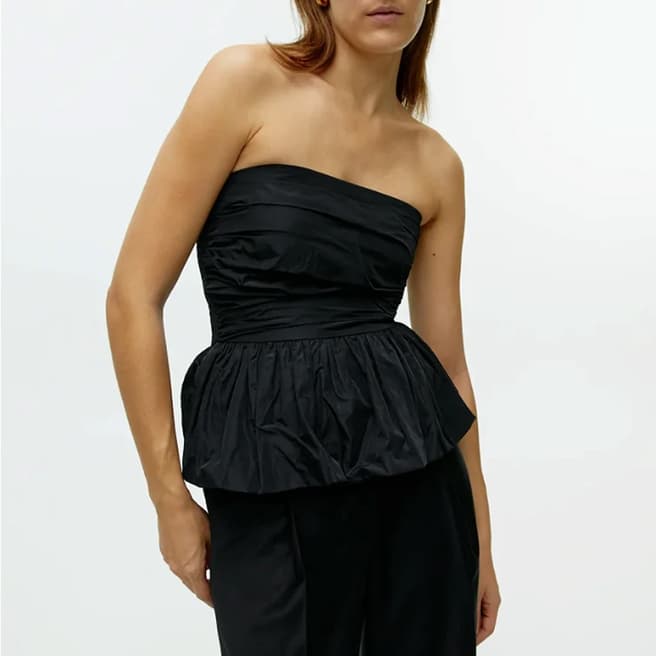 ARKET Black Ruched Bustier Top