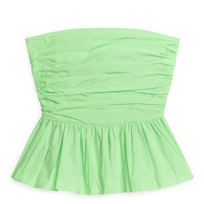 ARKET Green Ruched Bustier Top