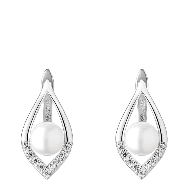 Mia Bellucci White and Silver Freshwater Pearl Earrings
 	8.5-9mm