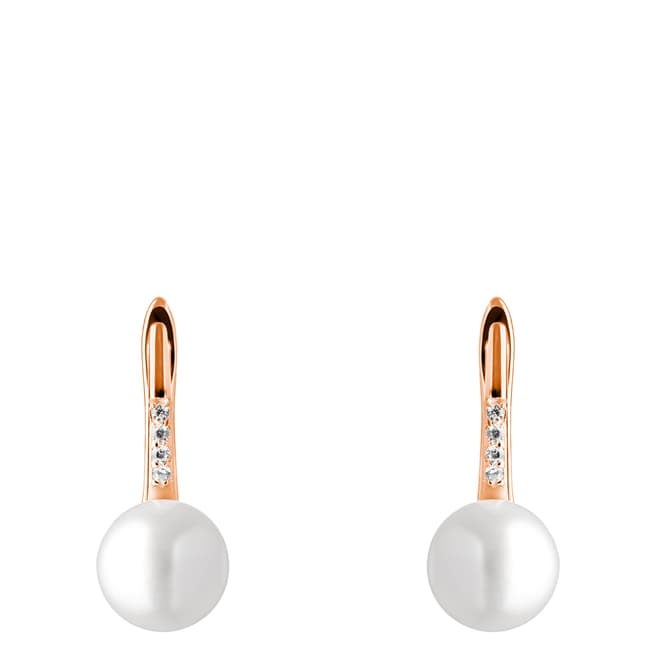 Mia Bellucci White and Rose Gold Plated Earrings 	8-8.5mm