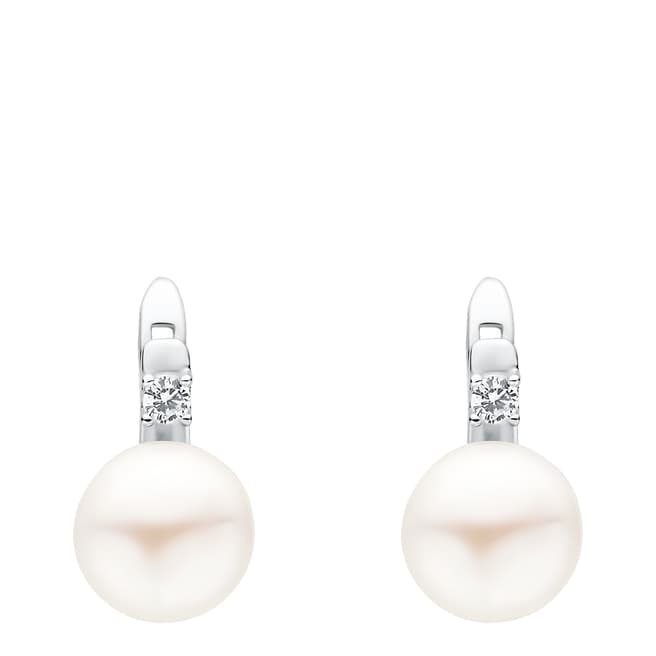 Mia Bellucci White Pearl Cubic Zirconia Earrings
	 7-7.5mm