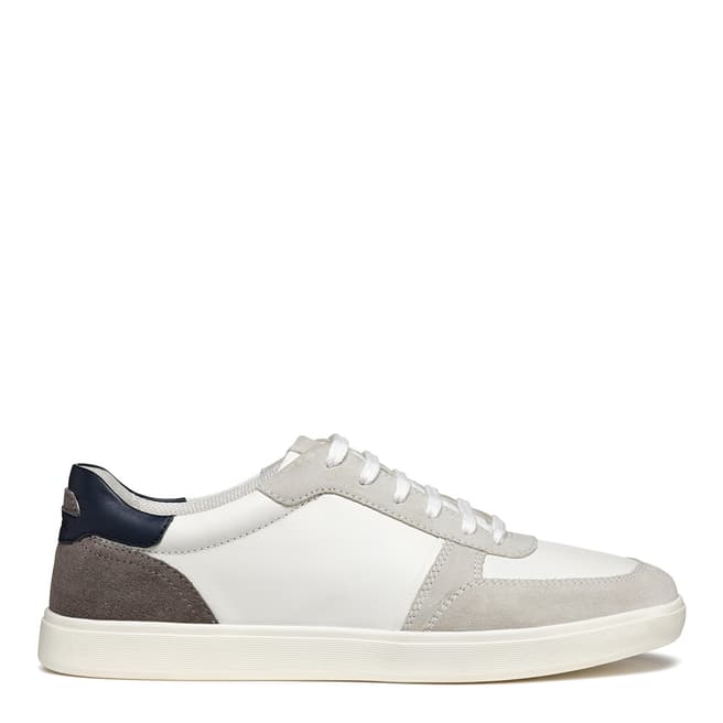 Geox Men's White/Grey Leather Avola Trainer