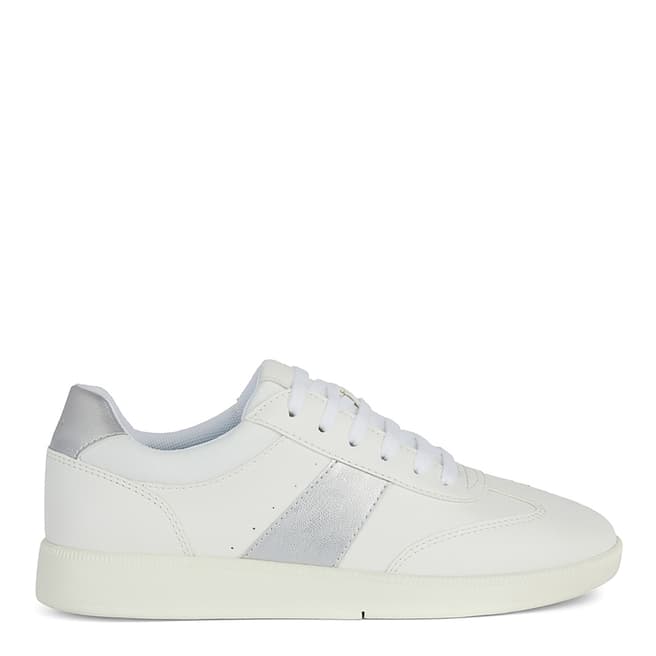 Geox Women's White/Silver Leather Meleda Trainer 