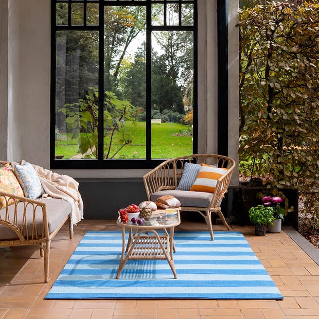 Laura Ashley Lille Outdoor Rug 140x200cm, Sky Blue