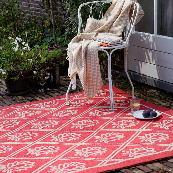 Laura Ashley Porchester Outdoor Rug 140x200cm, Poppy Red