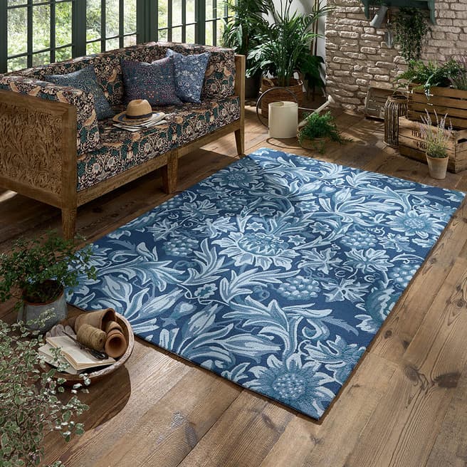 Morris & Co Sunflower Webb's Outdoor Rug 200x280cm, Blue