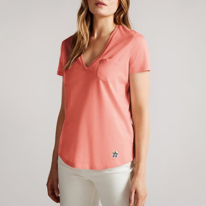 Ted Baker Coral Lovage Easy Fit Cotton T Shirt