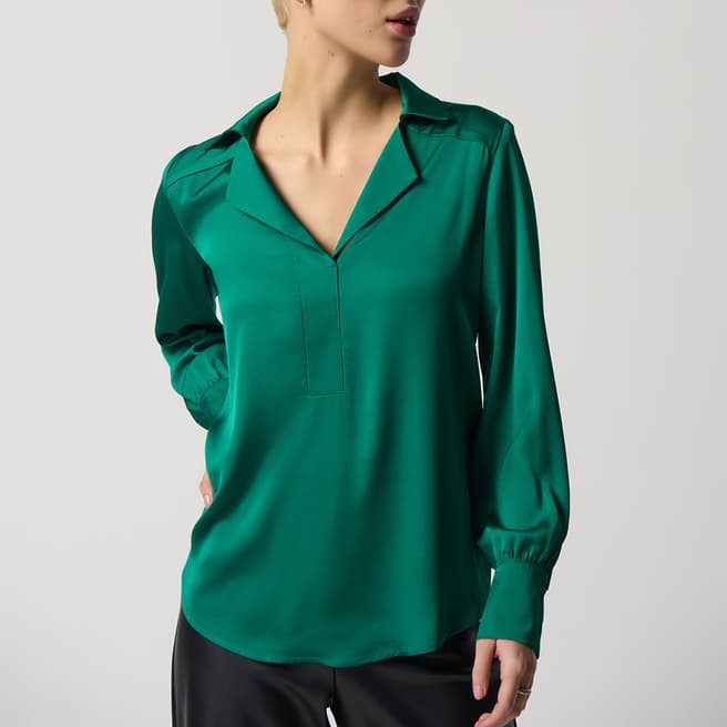 Joseph Ribkoff Green Notched Collar Blouse