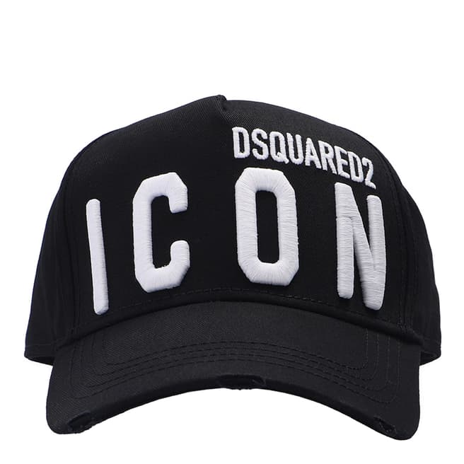 DSquared2 Black/White 'ICON' Embroidered Cotton Cap