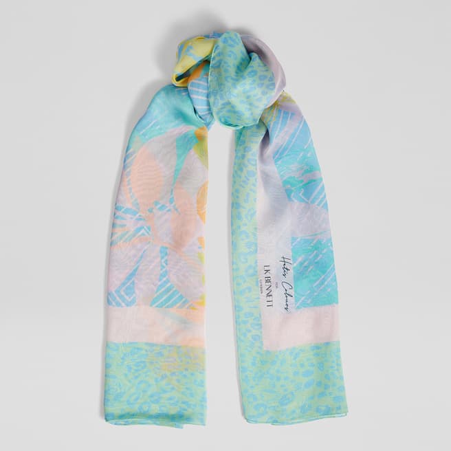 L K Bennett Turquoise Stella Silk scarf
