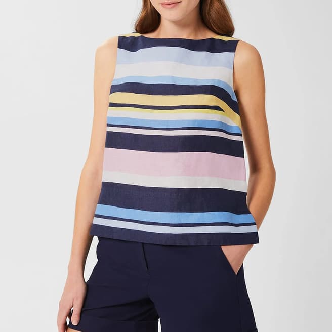 Hobbs London Navy Kinsley Linen Top