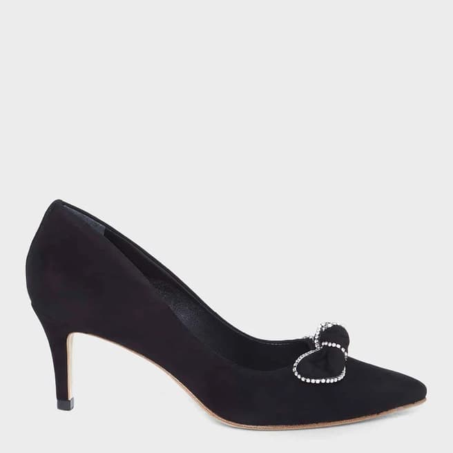 Hobbs London Black Belle Bow Court Suede Heels