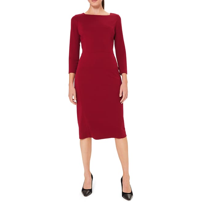 Hobbs London Red Ponte Kelly Fitted Dress