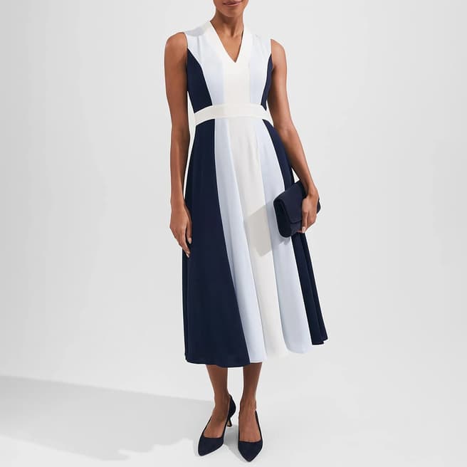 Hobbs London Navy Bailly Midi Dress