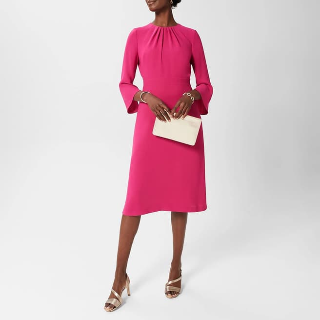 Hobbs London Pink Marianne Midi Dress