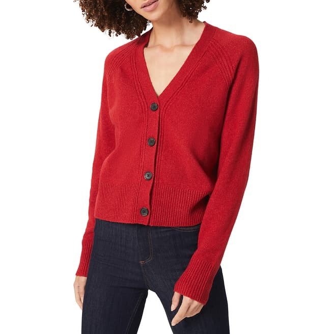 Hobbs London Red Chloe V-neck Wool Blend Cardigan