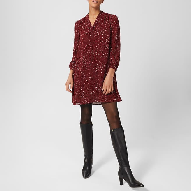 Hobbs London Dark Red Joella Printed Dress