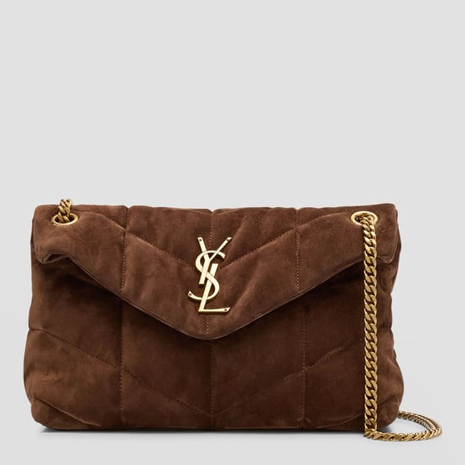 Saint Laurent Brown YSL Small Puffer Crossbody