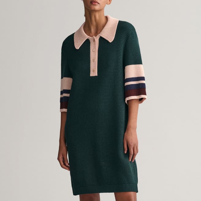 Gant Green Polo Knit Mini Dress