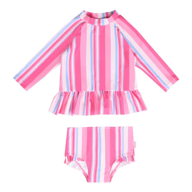 Seafolly Kids Pink Stripe Babies Frill Rashie Set