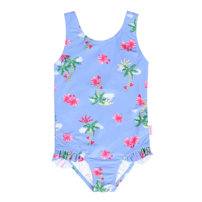 Seafolly Kids Blue Fun In Sun Junior Frill One Piece