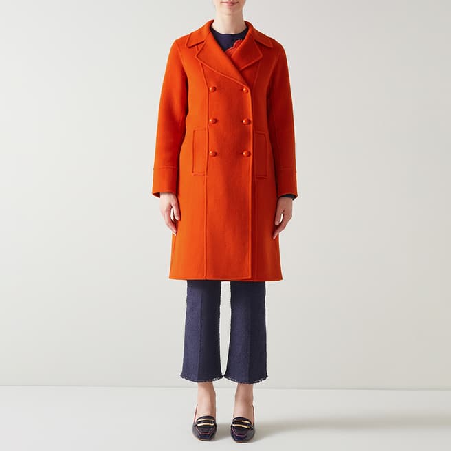 L K Bennett Orange Great Wool Coat