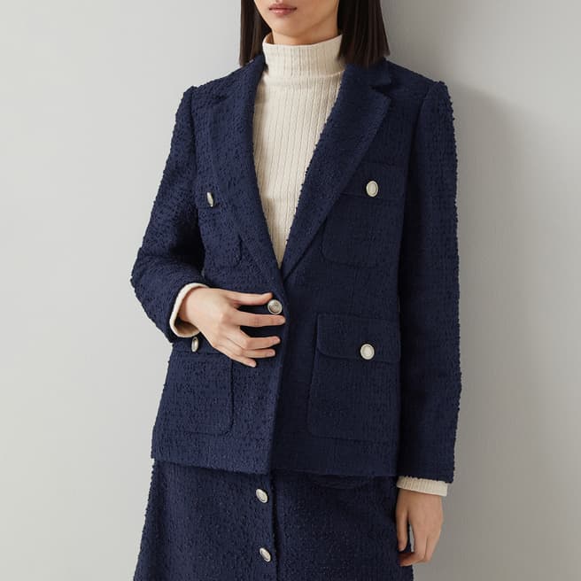 L K Bennett Navy Button Detail Blazer