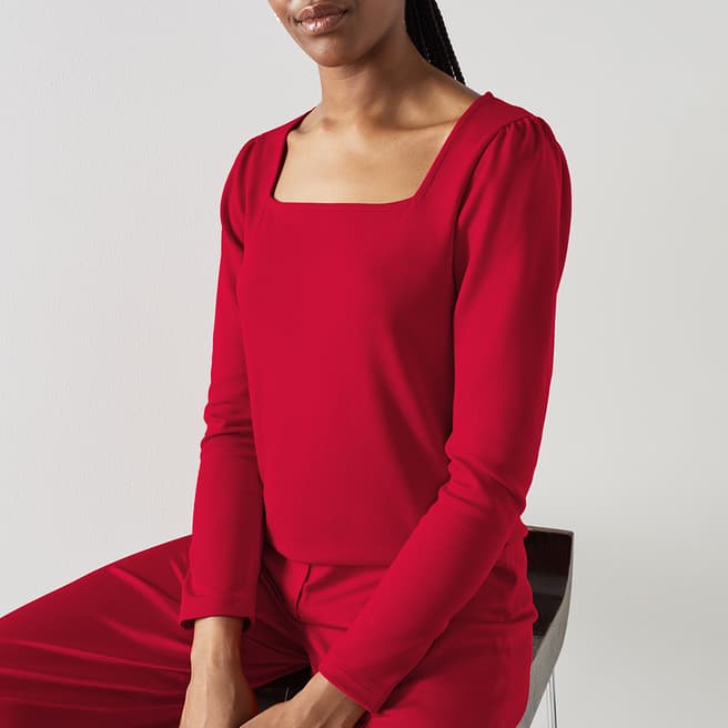 L K Bennett Red Alex Fitted Top