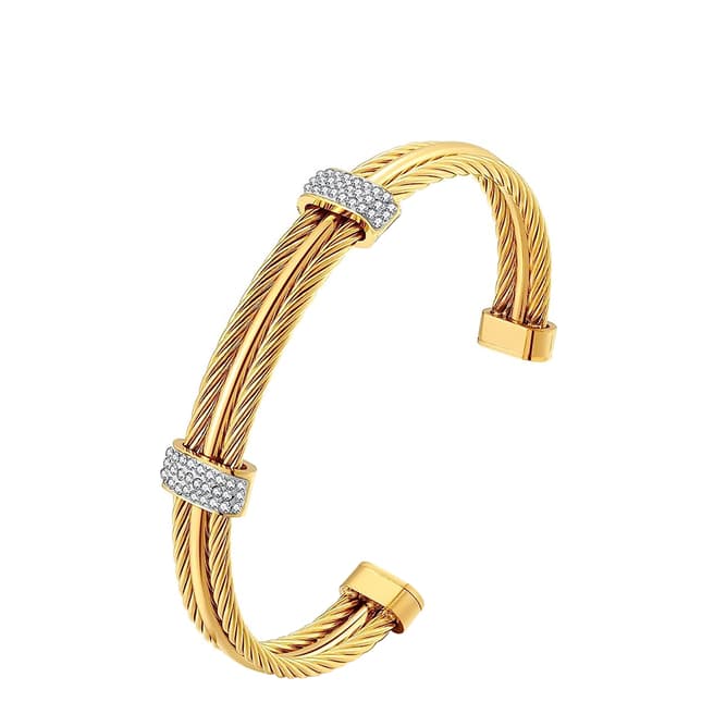 Chloe Collection by Liv Oliver 18k Gold Modern Cuff Ebelisshed Bangle