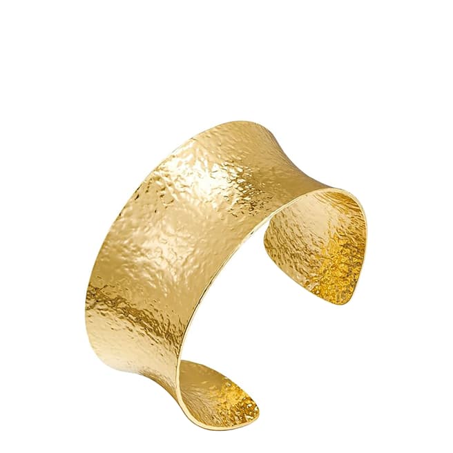 Liv Oliver 18k Gold Textured Cuff Bangle