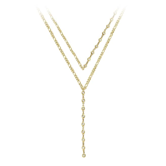 Chloe Collection by Liv Oliver 18k Gold Double layer Modern Lariat Necklace