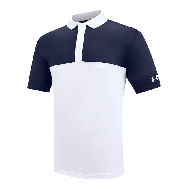 Under Armour White/Navy Under Armour Performance 3.0 Blocked Polo